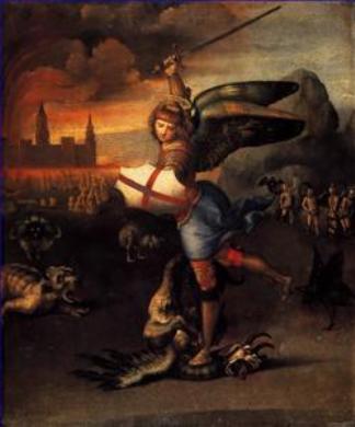 Raffaello Santi: Szent Mihály és a sátán (1505)